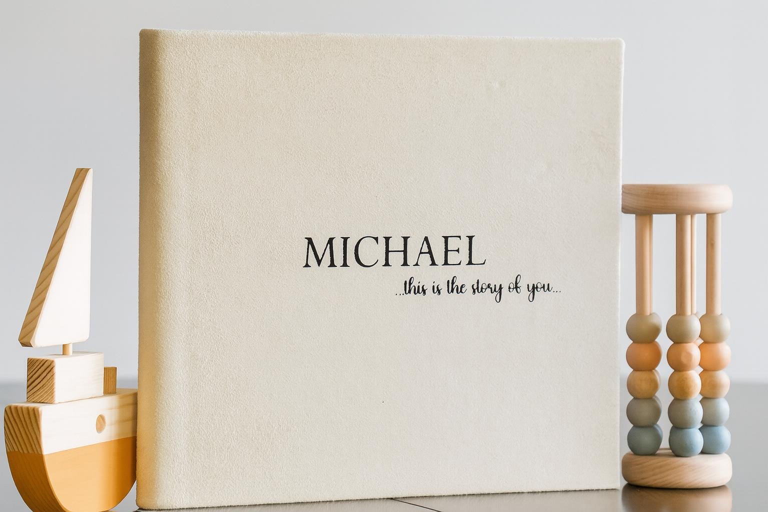 Personalized Cream Baby Memory Book Velvet Baby Photo Album Baby First Year One Year Journal Baby Girl Scrapbook Album Gift For New Mom