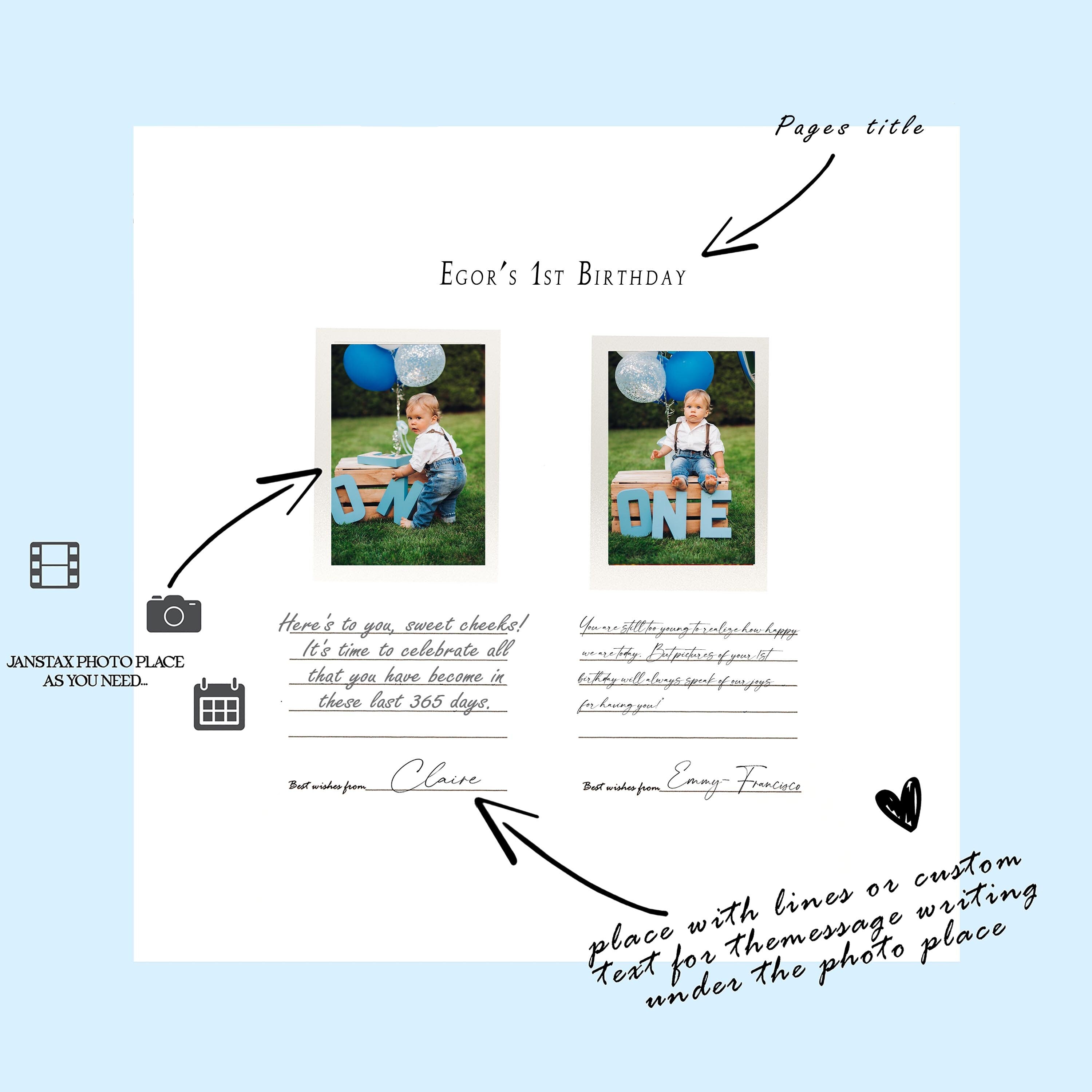 Modern Birthday Guest Book Personalized 40th, 50th, 60th, 70th Birthday Guestbook Birthday Gift Instax Birthday Book Polaroid Birthday Sign