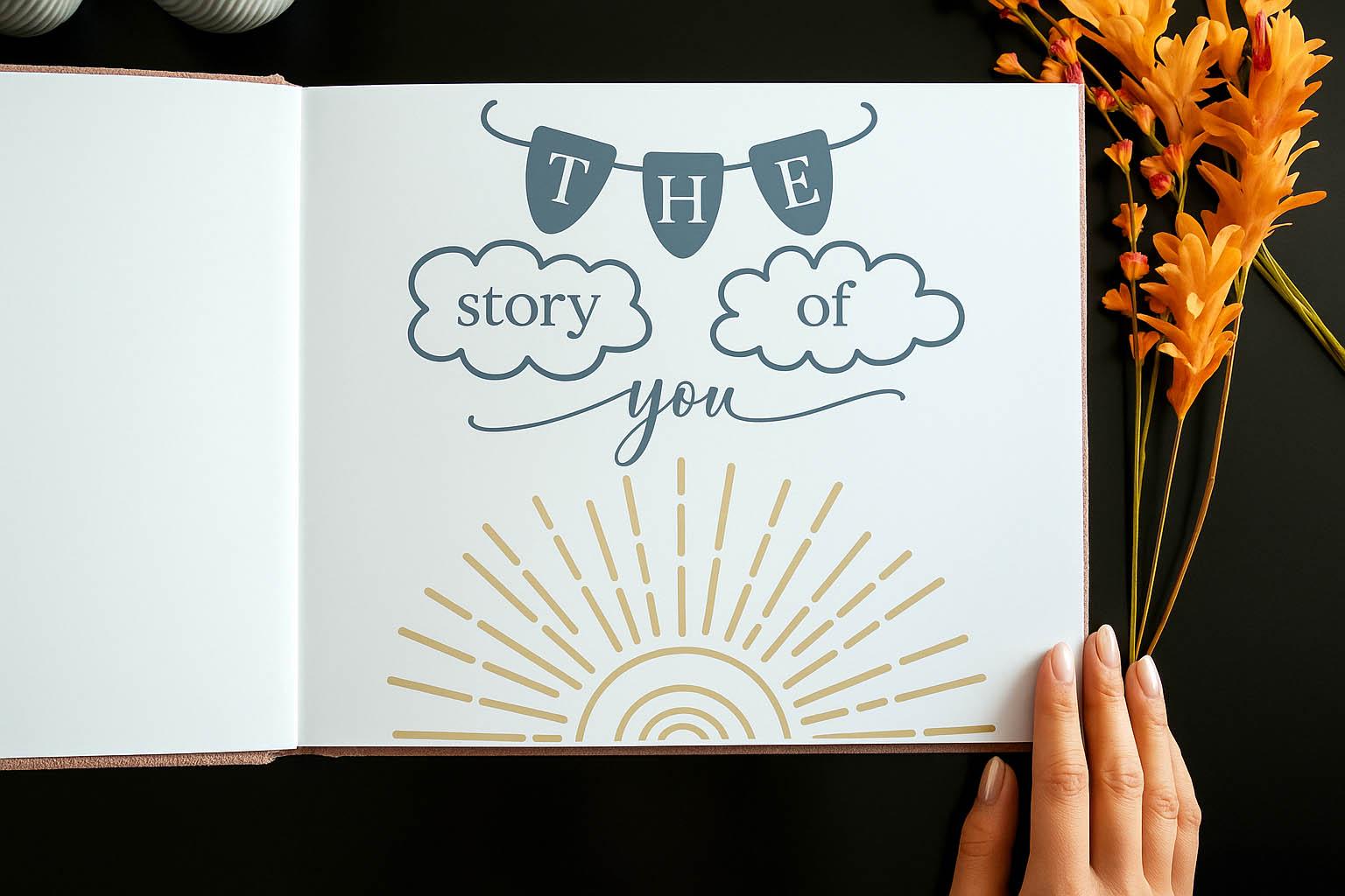 Custom First Year Baby Memory Book First Year Keepsake Album Modern Baby Shower Gift Story of You