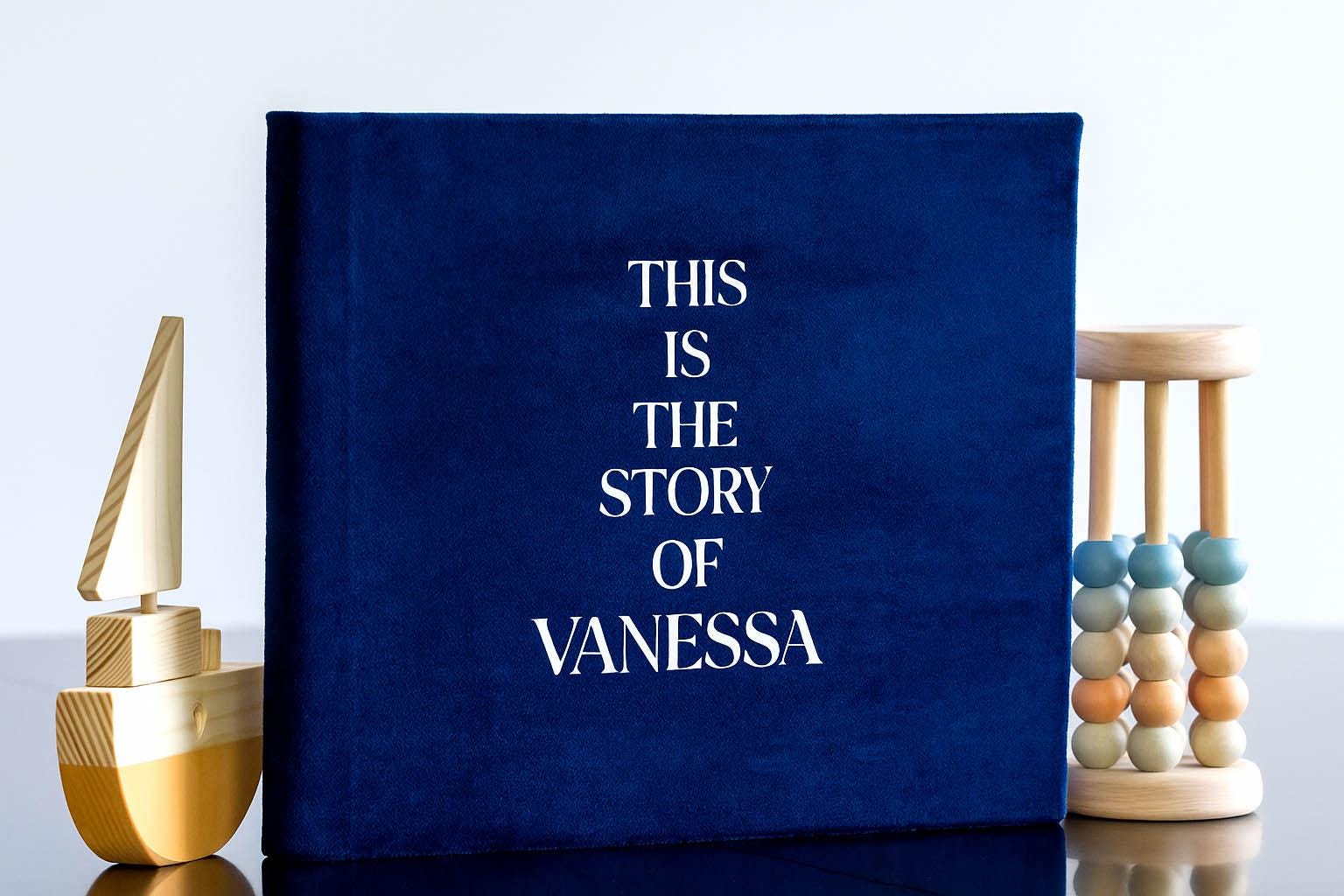 First Year Baby Memory Book | Personalized Linen Baby Girl Photo Album | Modern Baby Shower Gift | Story of You | Best New Mom Gift