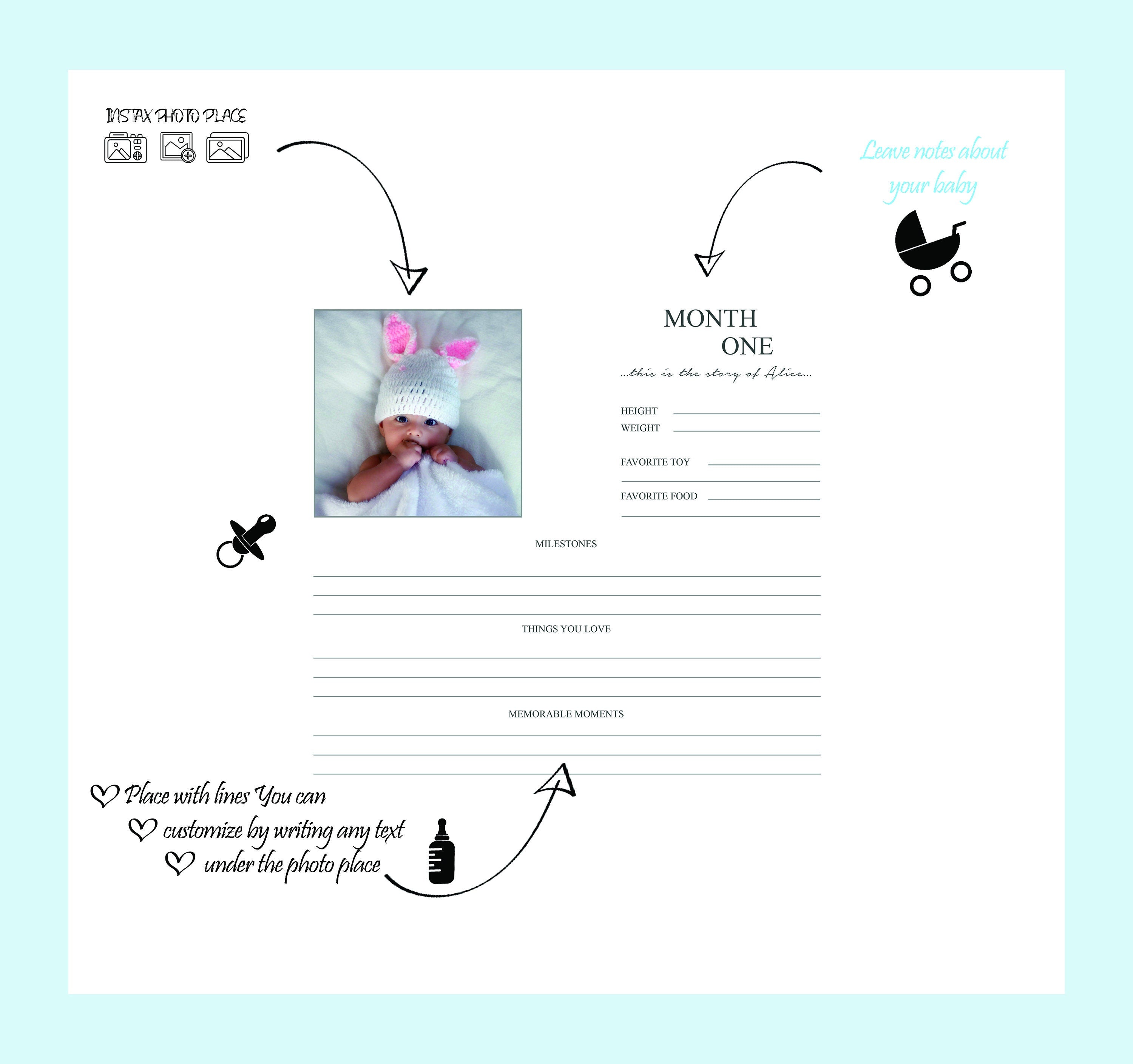 Modern Baby Journal Book First Year Baby Memory Book Ivory Baby Album With Silver Foil Dusty Pink Photo Album