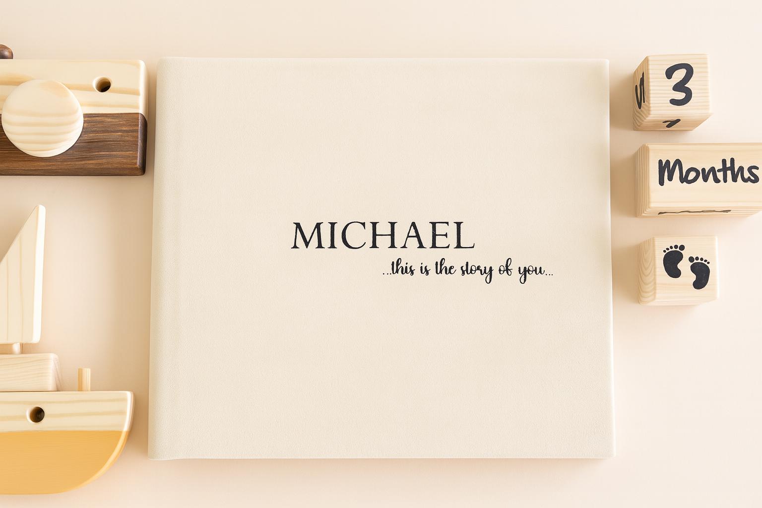 Personalized Cream Baby Memory Book Velvet Baby Photo Album Baby First Year One Year Journal Baby Girl Scrapbook Album Gift For New Mom