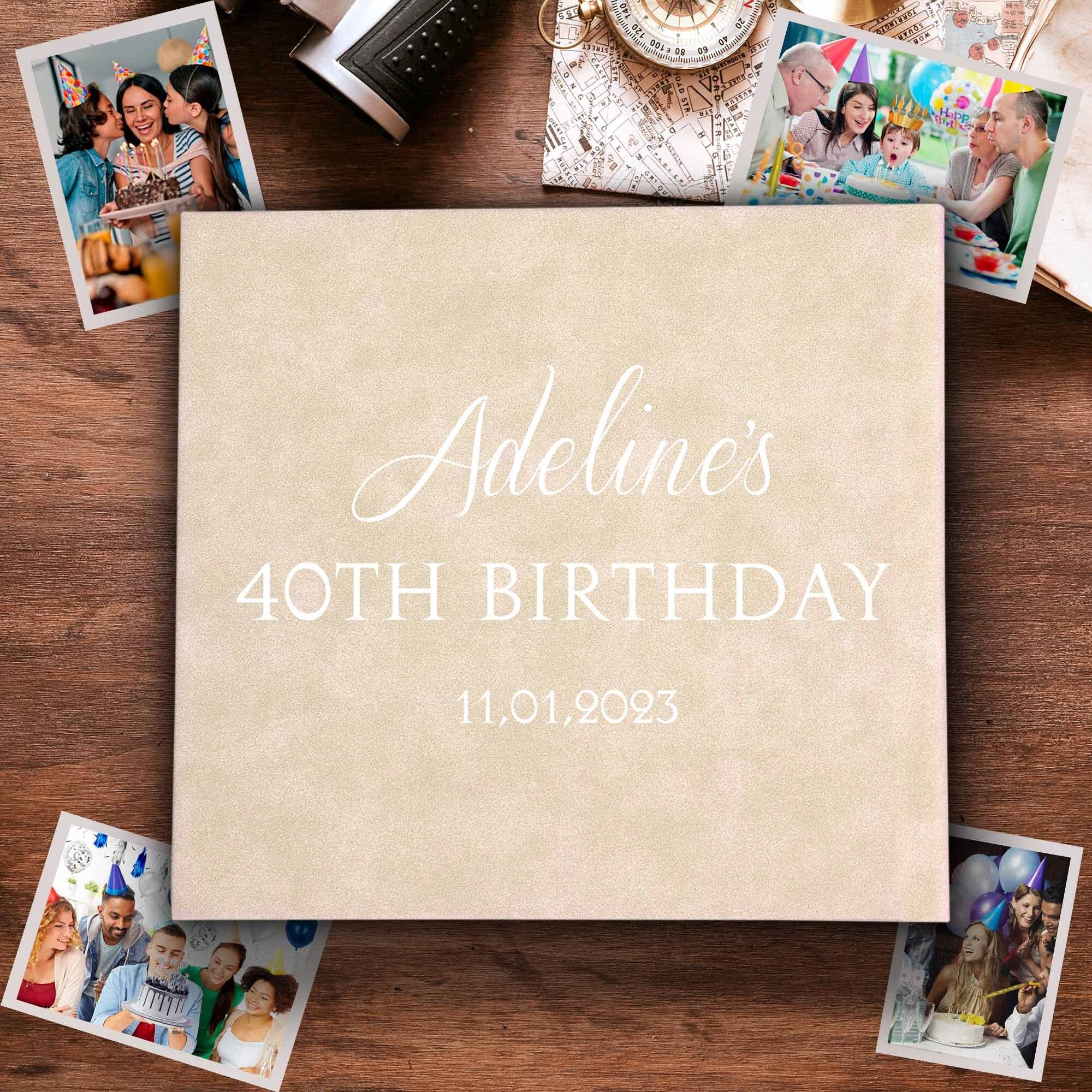 Modern Birthday Guest Book Personalized 40th, 50th, 60th, 70th Birthday Guestbook Birthday Gift Instax Birthday Book Polaroid Birthday Sign