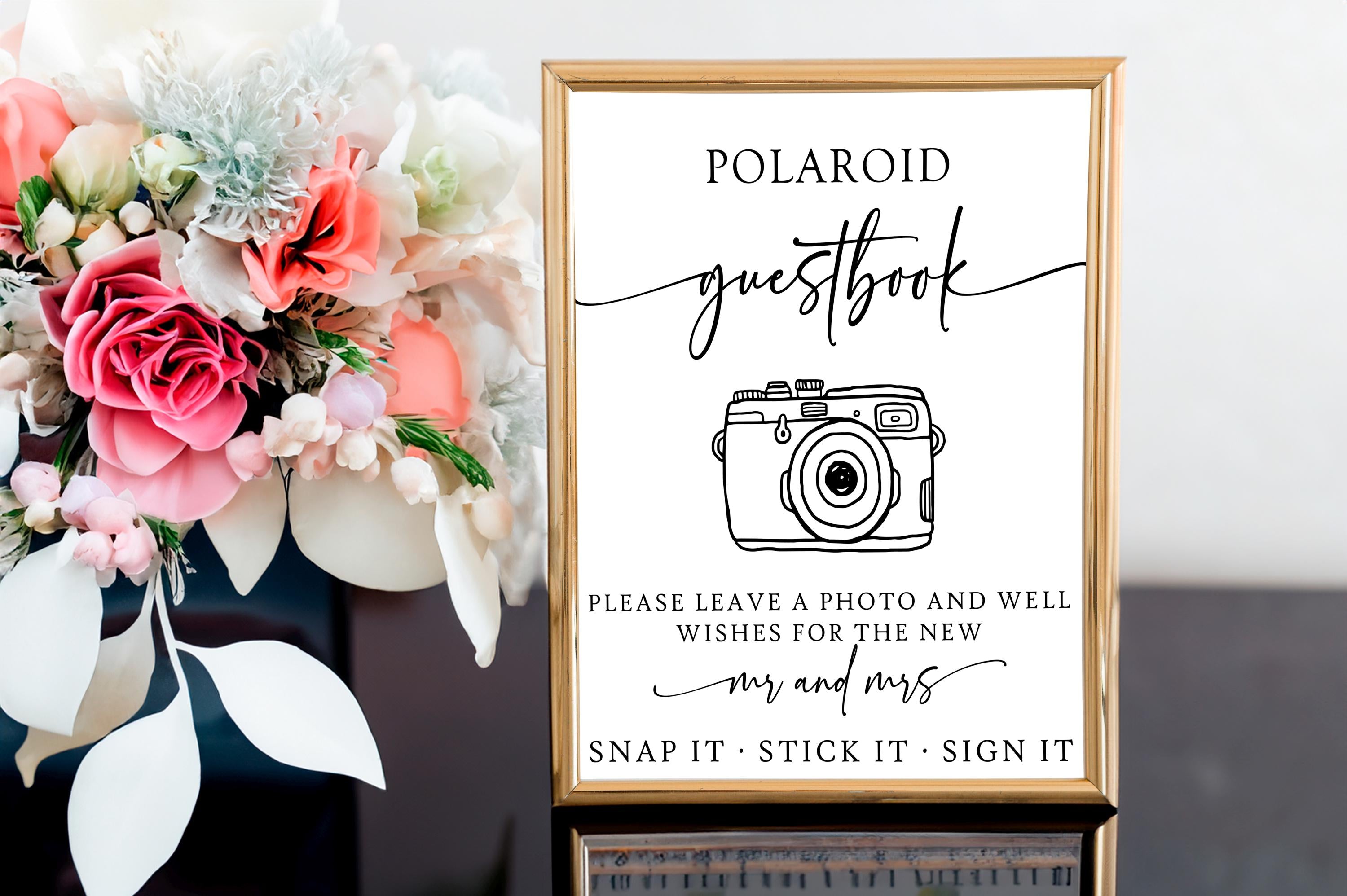 Polaroid & Instax Wedding Guest Book Sign – Personalized Instant Photo Guest Book – Custom Digital Download – Printable Guest Book Sign