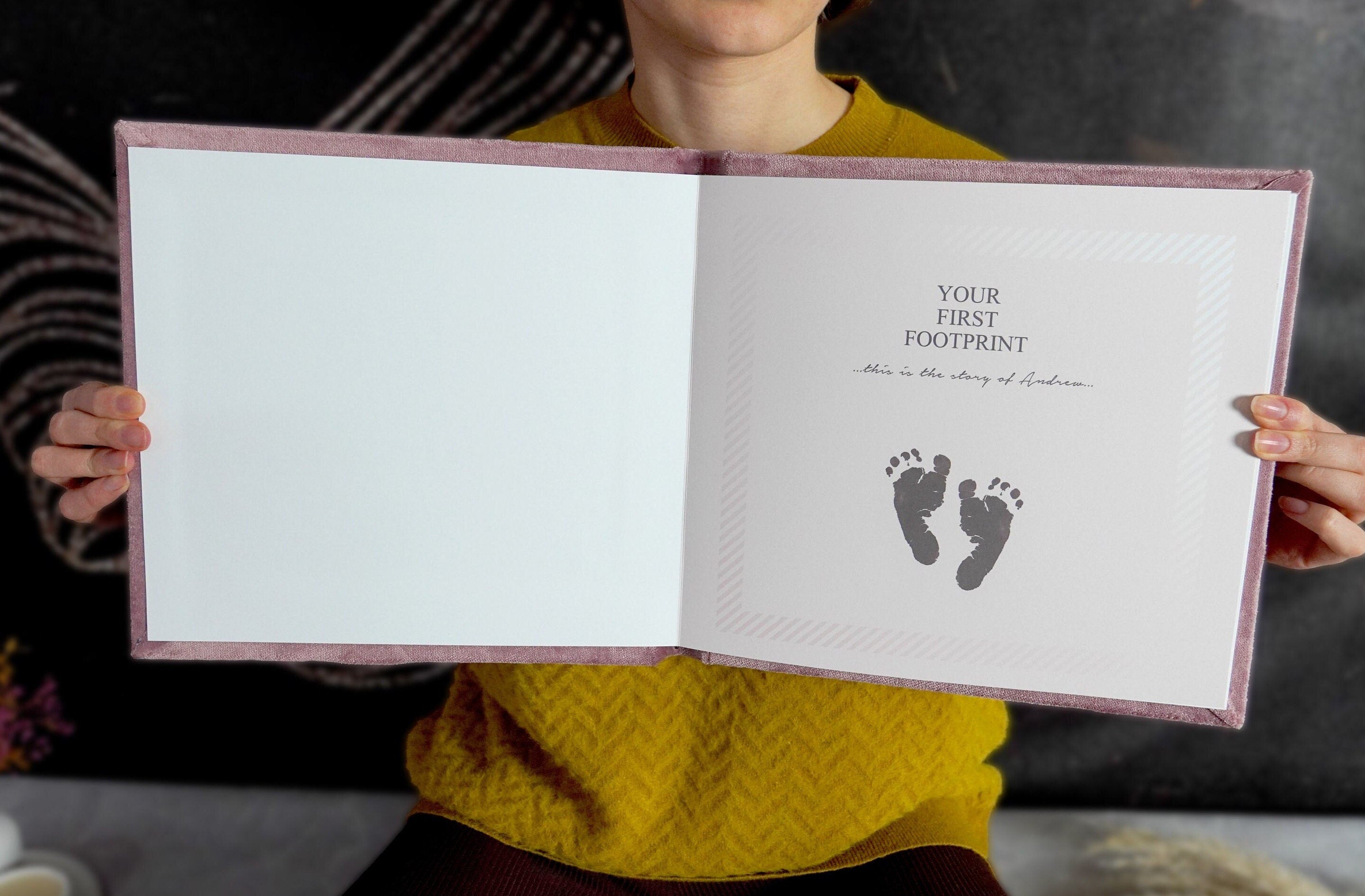 Modern Baby Journal Book First Year Baby Memory Book Ivory Baby Album With Silver Foil Dusty Pink Photo Album